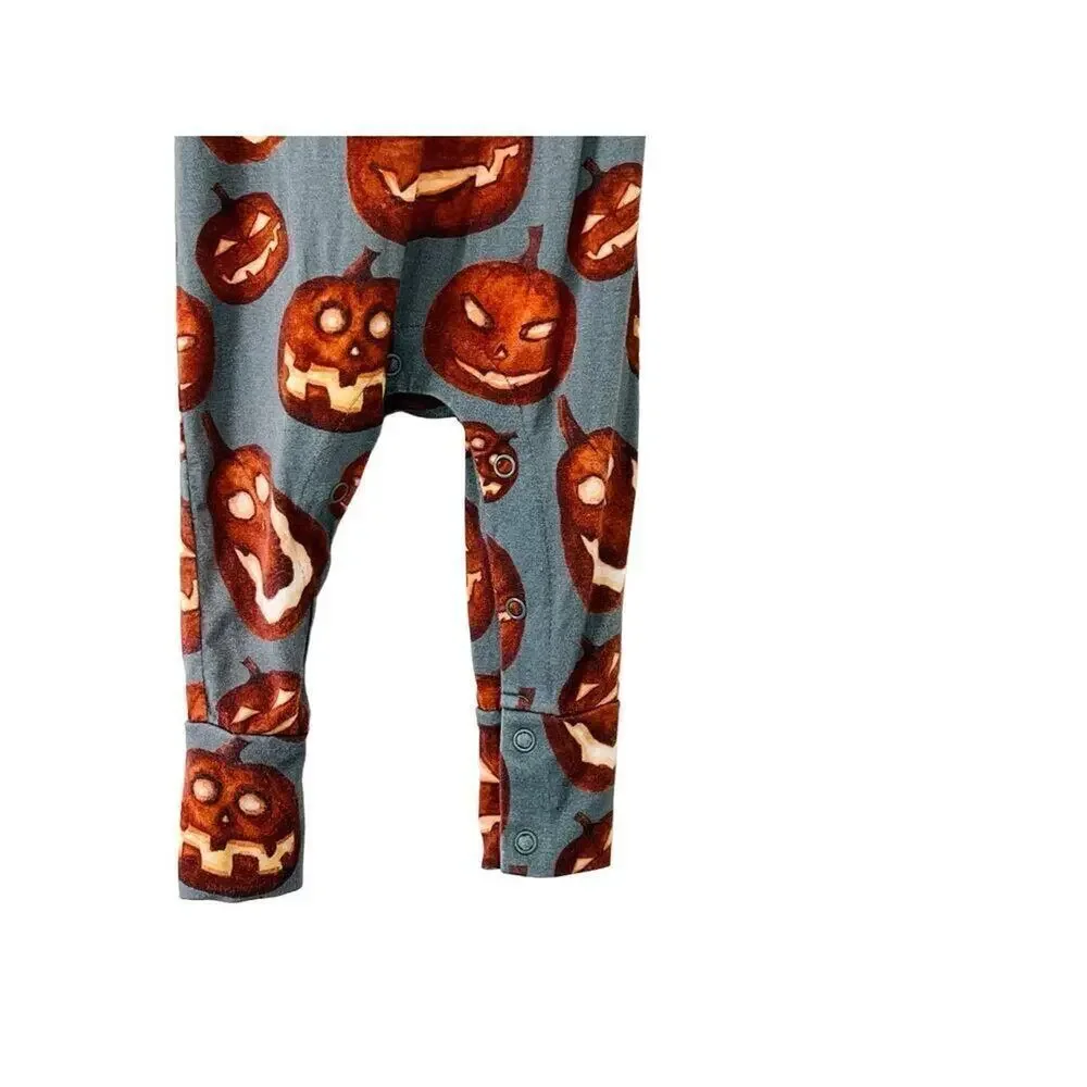 Posh‎ Peanut Gray Bamboo Halloween Jack-o-lantern Pumpkins Romper 12-18 months